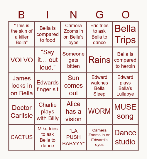 Twilight Bingo! Bingo Card