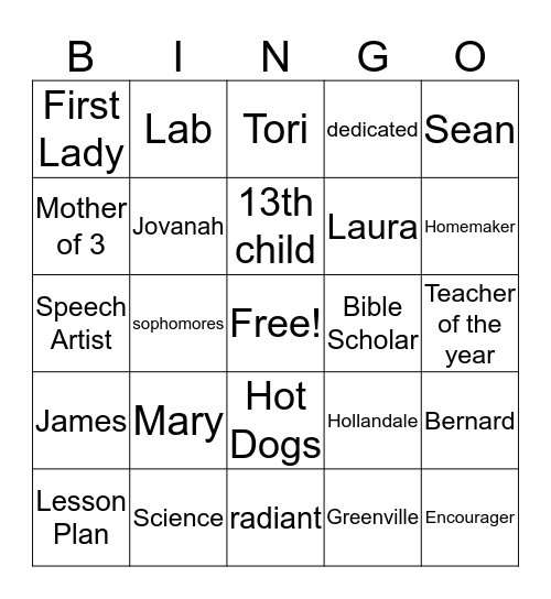 Mary Gray's Retirement Bingo Card