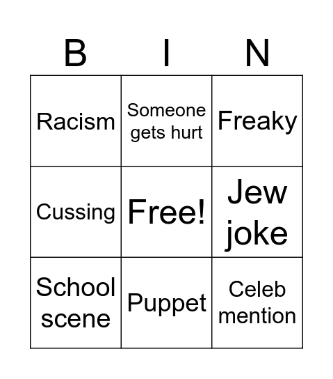 South park bingo Card
