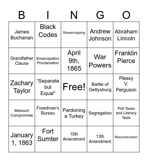 Review Bingo Card