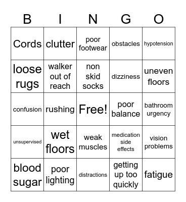 fall prevention bingo Card