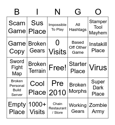 Place Roulette Bingo Card