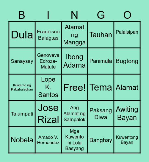 Litteracy Bingo Card