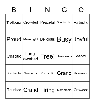 Festivals-National Day+ Mid-Autumn Bingo Card