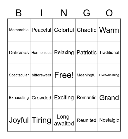 Festivals-National Day+Mid-autumn Bingo Card