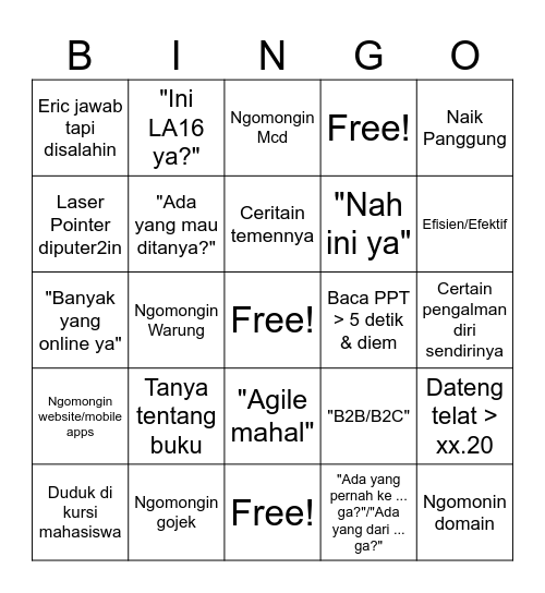 ISAD Bingo Card