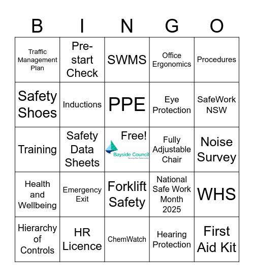 National Safe Work Month SafeTea Bingo Card