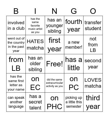 ZETA BINGO Card