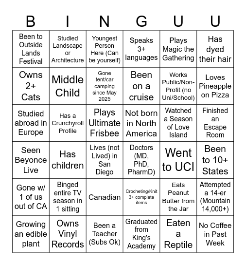 Bingo Card