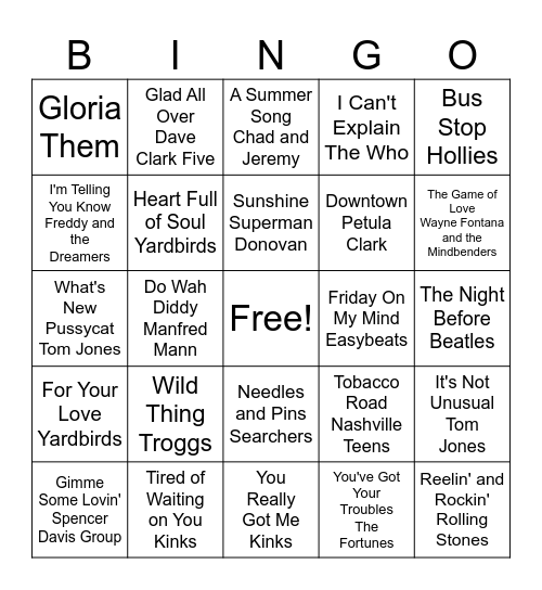 The British Are Coming! Bingo Card