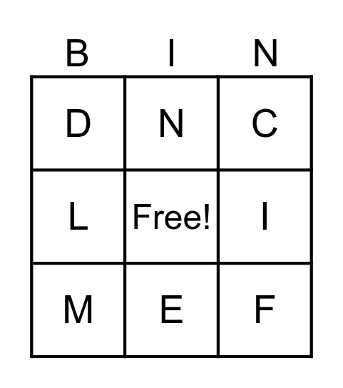 alphabet Bingo Card