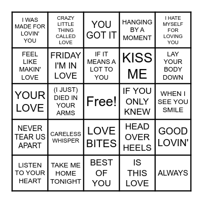 ROCKING YOUR HEART Bingo Card