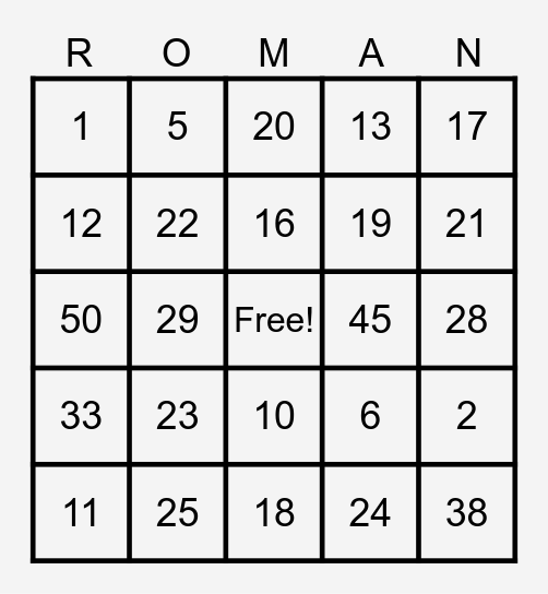 MC 100 ICE BREAKER Bingo Card