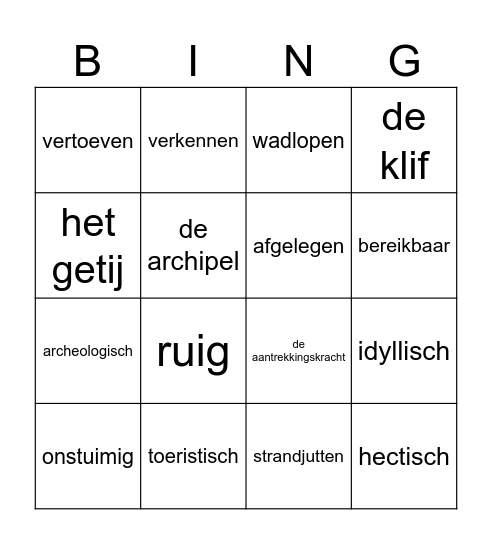 Staal Eilanden Bingo Card