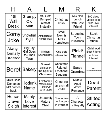 Hallmark Christmas Movie Bingo Card