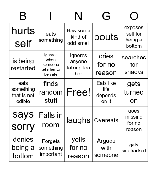 Rainy Bingo Card
