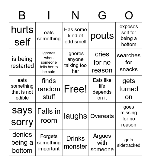 Rainy Bingo Card