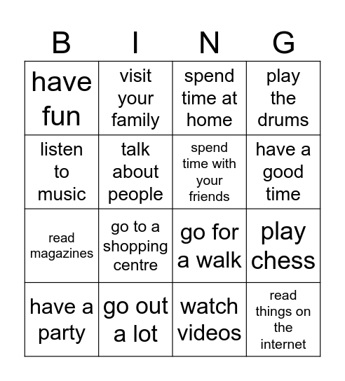 Focus 1 U1 Bingo Card