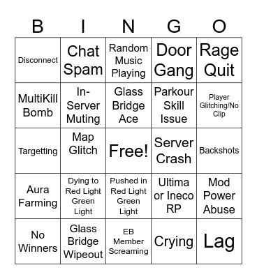 Crab Game Bingo Card Bingo Card