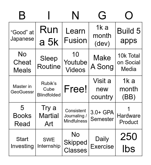 2025 Bingo Card