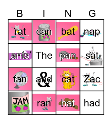 Zac the Rat Bingo Card
