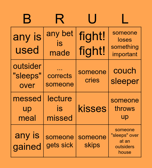 Lustrum bingo Card