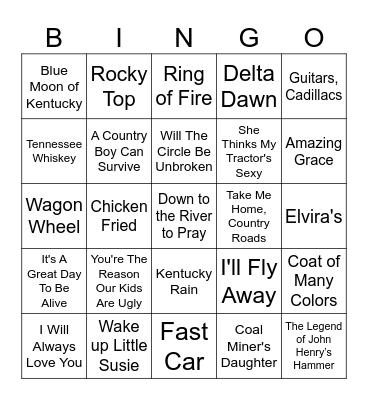 Kentucky & Tennessee Bingo Card