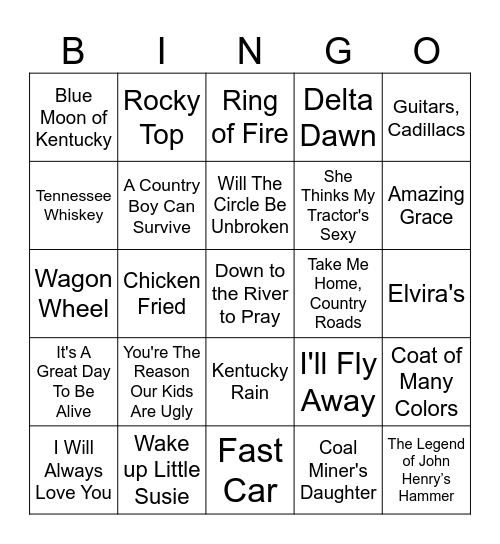 Kentucky & Tennessee Bingo Card