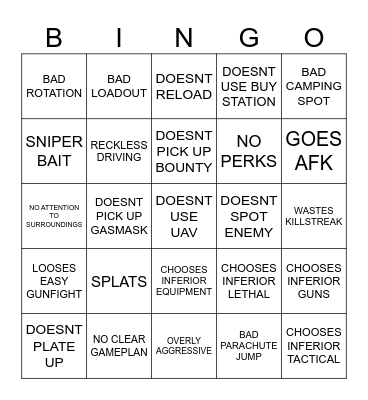 DOES SOMETHING DUMB Bingo Card