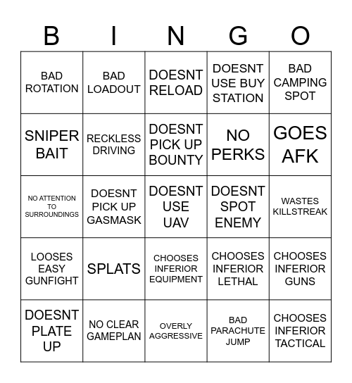 DOES SOMETHING DUMB Bingo Card