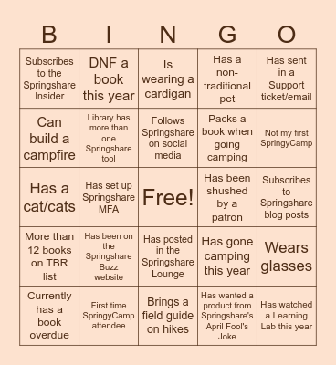 SpringyCamp 2025 Bingo Card