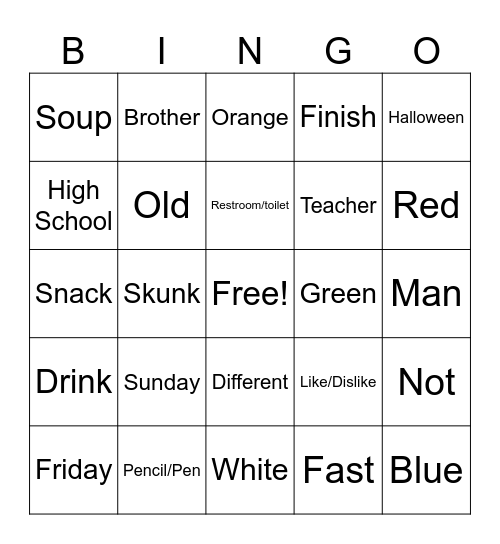 ASL Review Bingo Card