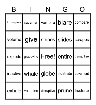 V-E Bingo Card
