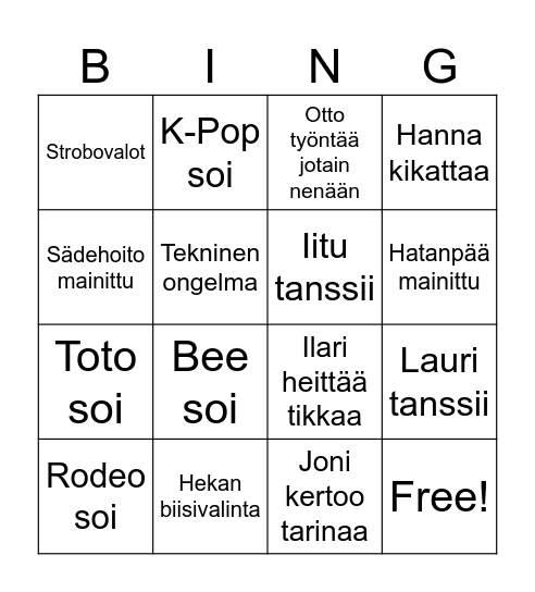 Testi Bingo Card