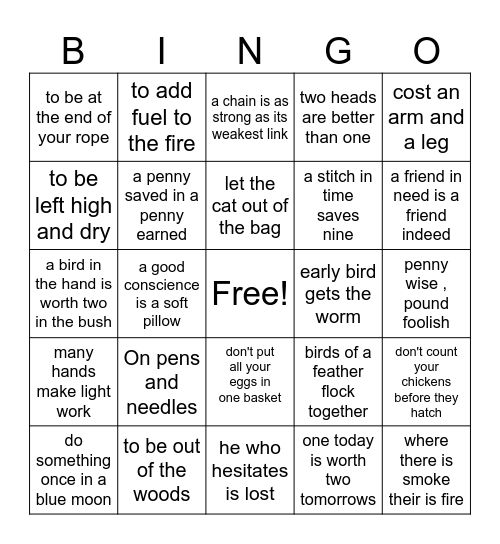 Figurative Language Bingo Card