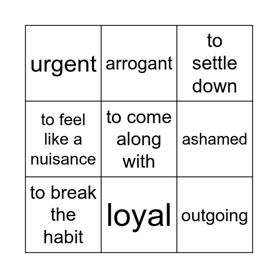 unit 1 Bingo Card