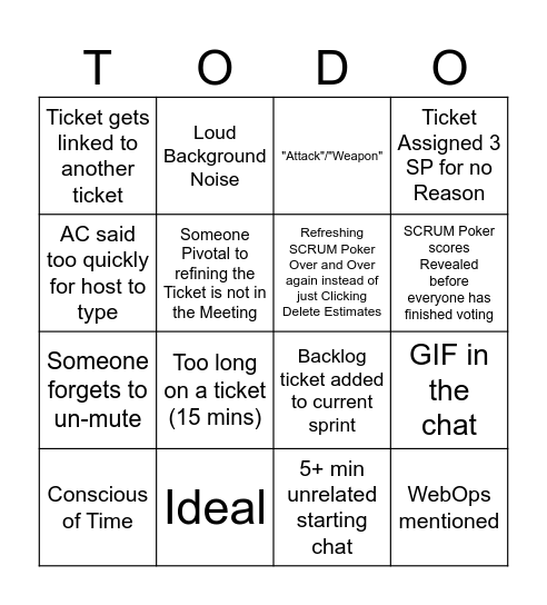 Things to do Bingo Card