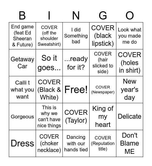 Reputation Bingo Card