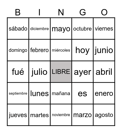 El Calendario Bingo Card