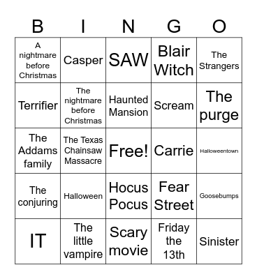 Halloween Bingo Card