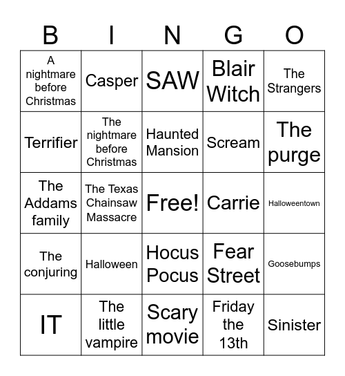 Halloween Bingo Card