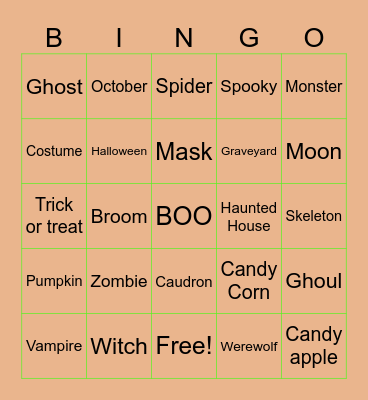 Halloween Bingo Card