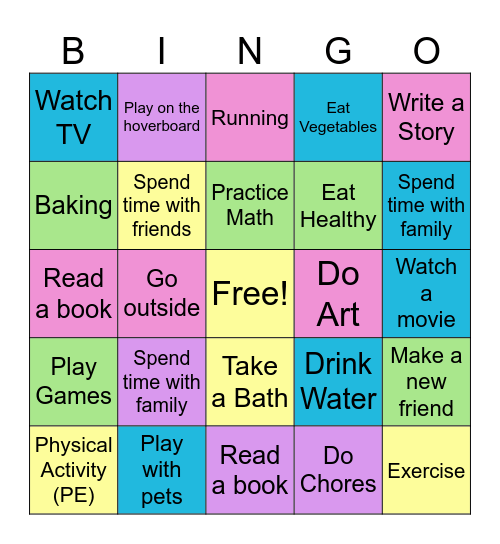 Nyah's Habit 7: Sharpen The Saw Bingo Card