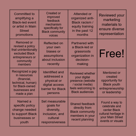 Downtown BIA Edition Bingo Card
