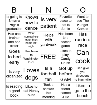 Class Bingo Search Bingo Card