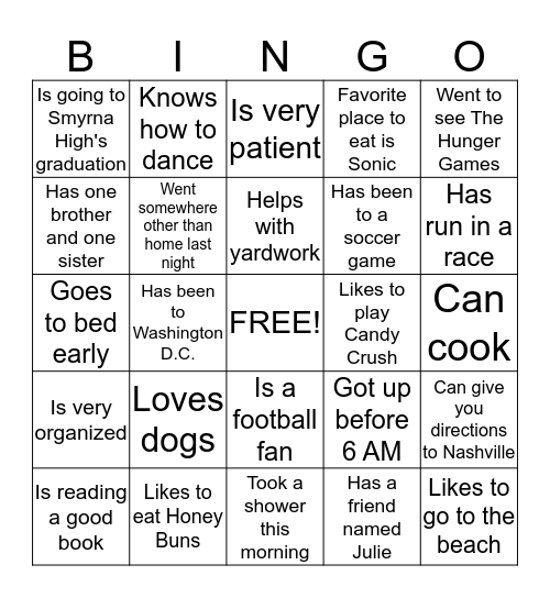 Class Bingo Search Bingo Card