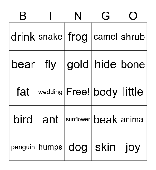 Vocabulary Bingo 1st Q Bingo Card