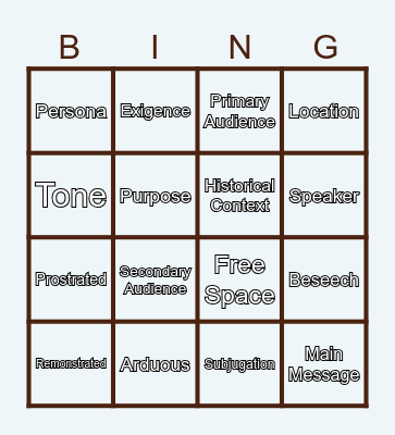 Vocabulary X Rhetorical Triangle Bingo Card