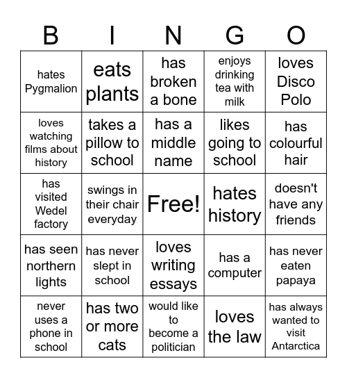 Find someone who Bingo Card