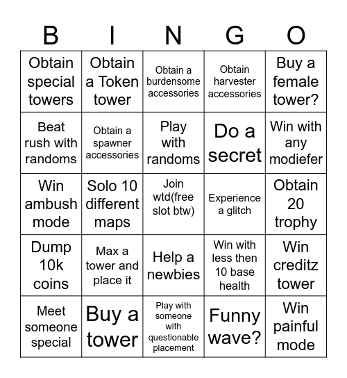 WTD BINGO(easy?) Bingo Card
